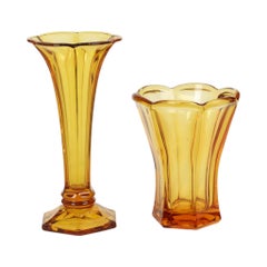 Set of Amber Vases Luxval Américain Art Deco 1935