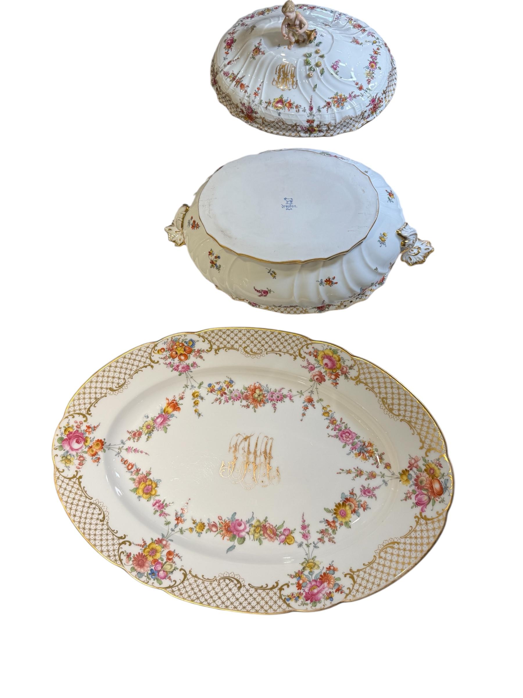Set Of Ambrosius Lamm Of Dresden Porcelain Serverware For Sale 6