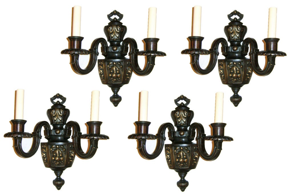 Set of American Bronze Sconces, Sold in Pairs For Sale 1
