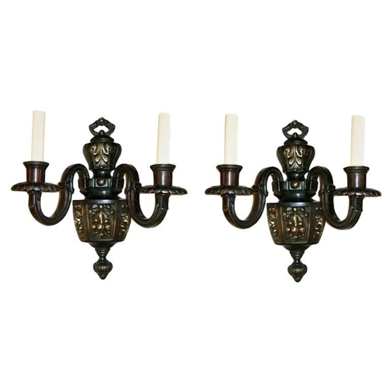 Set of American Bronze Sconces, Sold in Pairs