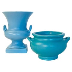 Vintage Set of American Ceramic Urn and Low Bowl, 1950s