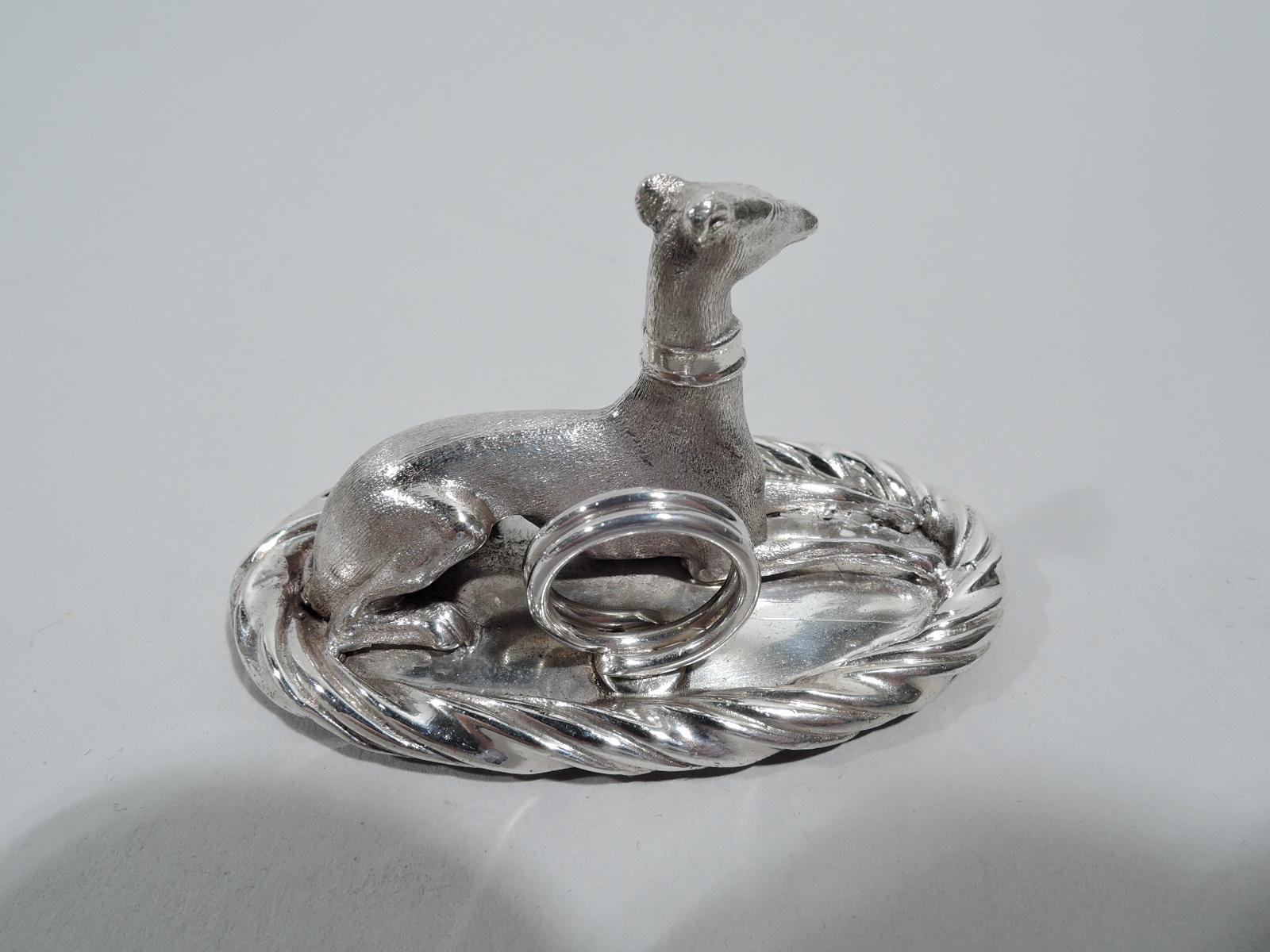 Modern Set of American Sterling Silver Whippet Dog Place Card & Menu Holders For Sale