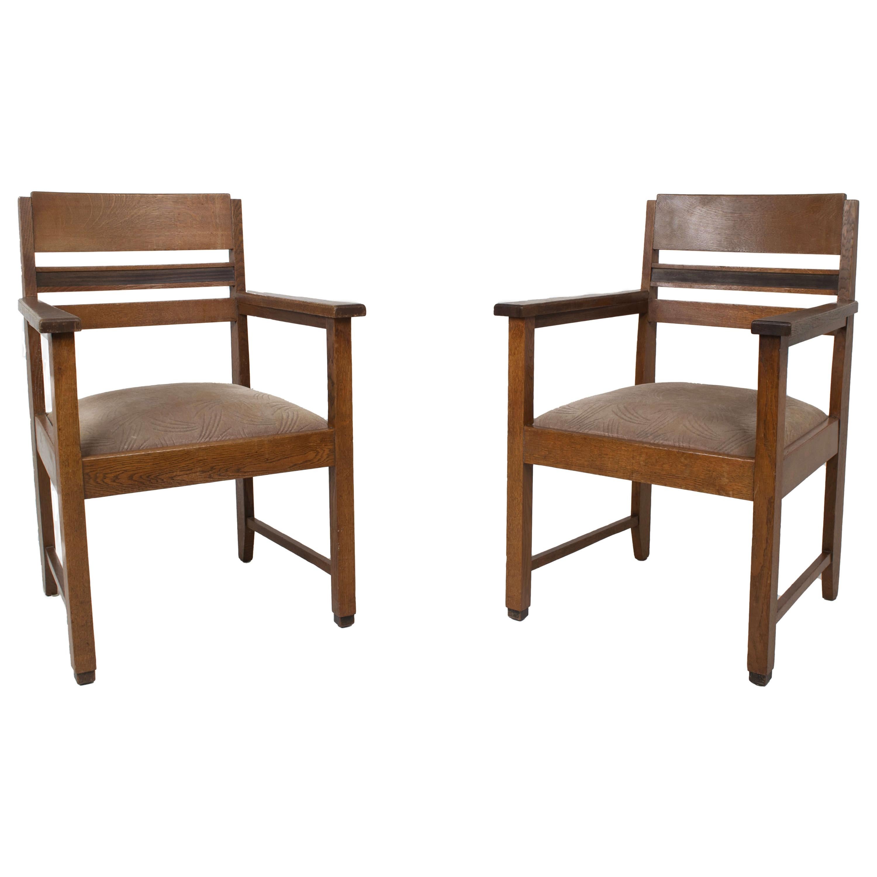Set of Amsterdam School Arm Chairs, the Netherlands, 1930s