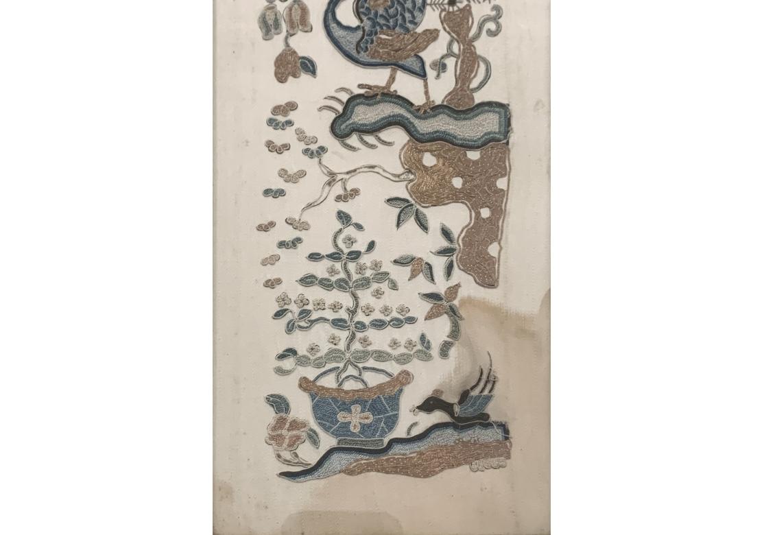 Set Of Antique 19th Century Chinese Embroidered Sleeve Panels For Sale 1