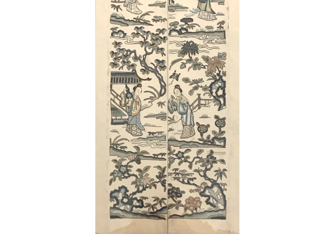 Set Of Antique 19th Century Chinese Embroidered Sleeve Panels For Sale 3
