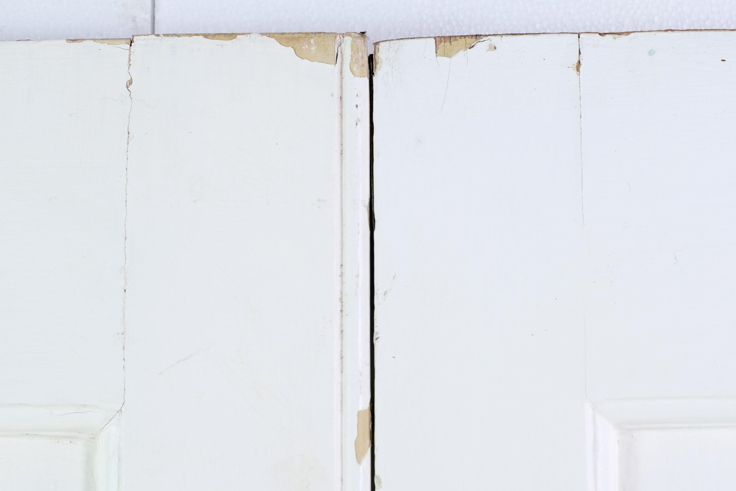Victorien Ensemble de 8 portes en bois anciennes avec panneaux verticaux et panneaux blancs peints