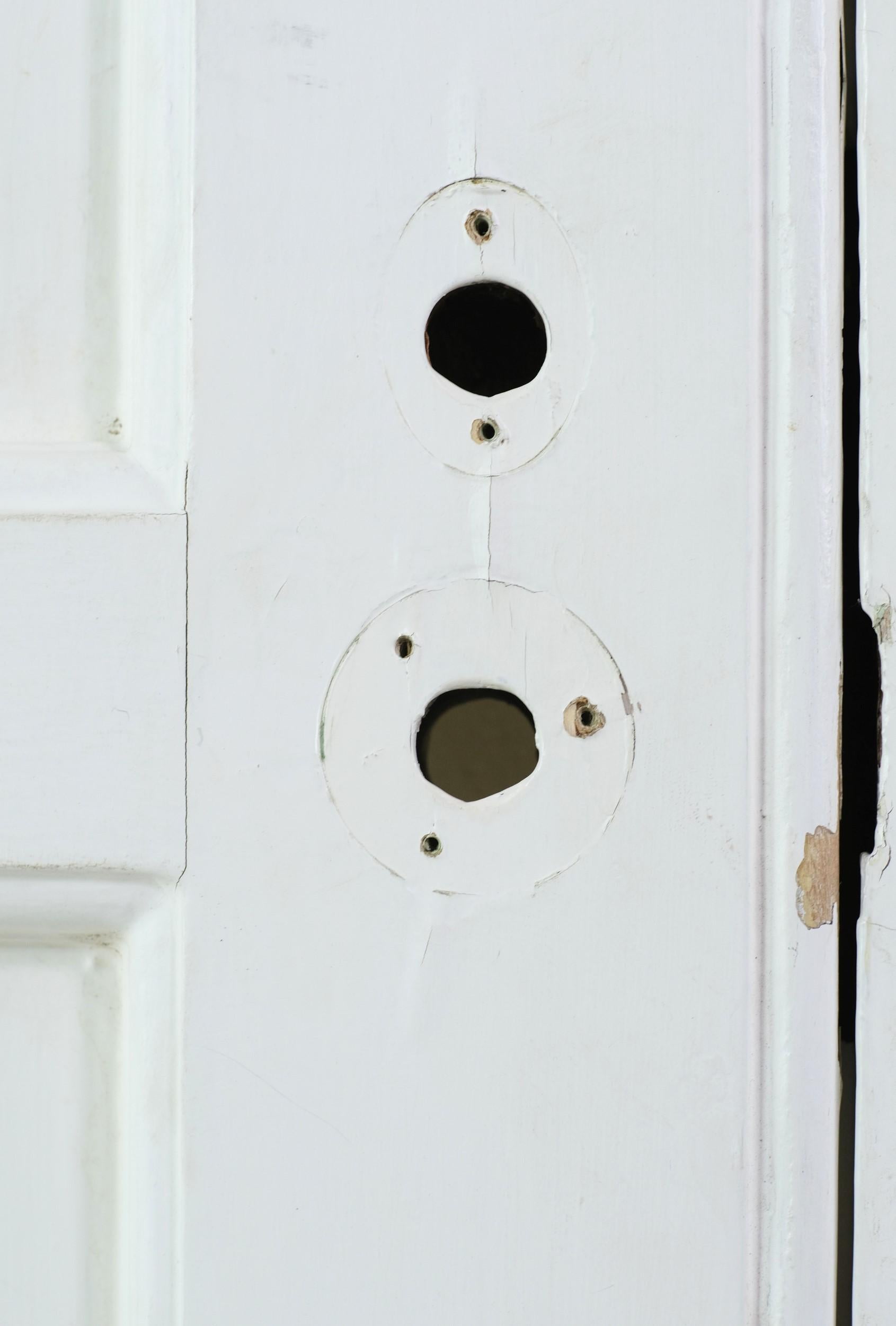 Victorian Set Antique 8 Panes Wood Doors w/ Vertical Panes & Painted White