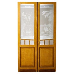 Set of Used Acid Etched Glazed Double Doors