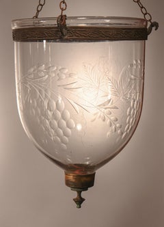 Set of Antique Bell Jar Lanterns with Grape Etching
