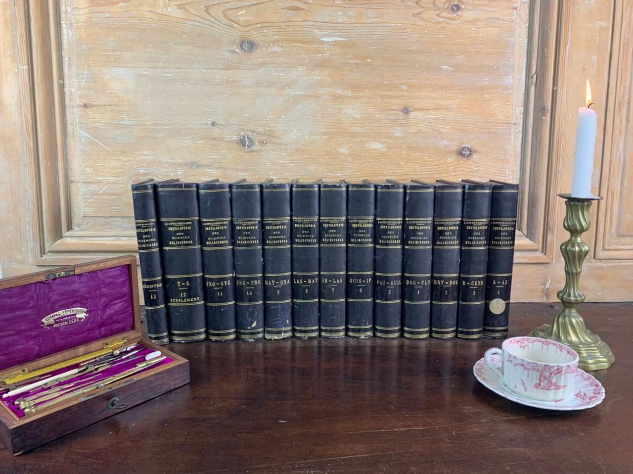 Set of antique books dating from the 19th century. From an old protestant library near Le Havre in France. These books are 