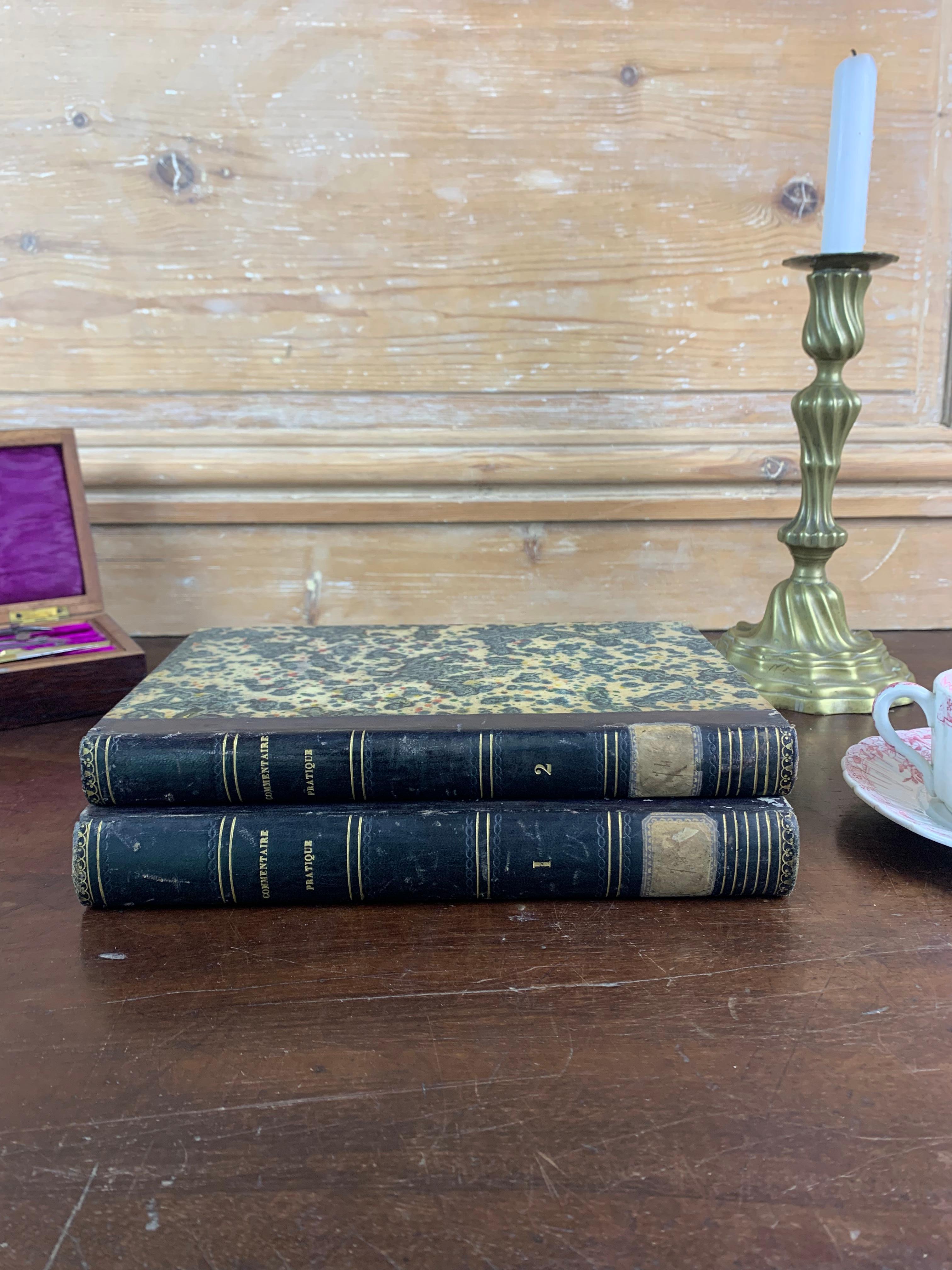 Paper Set of Antique Bound Books Dating from the 19th Century, France For Sale