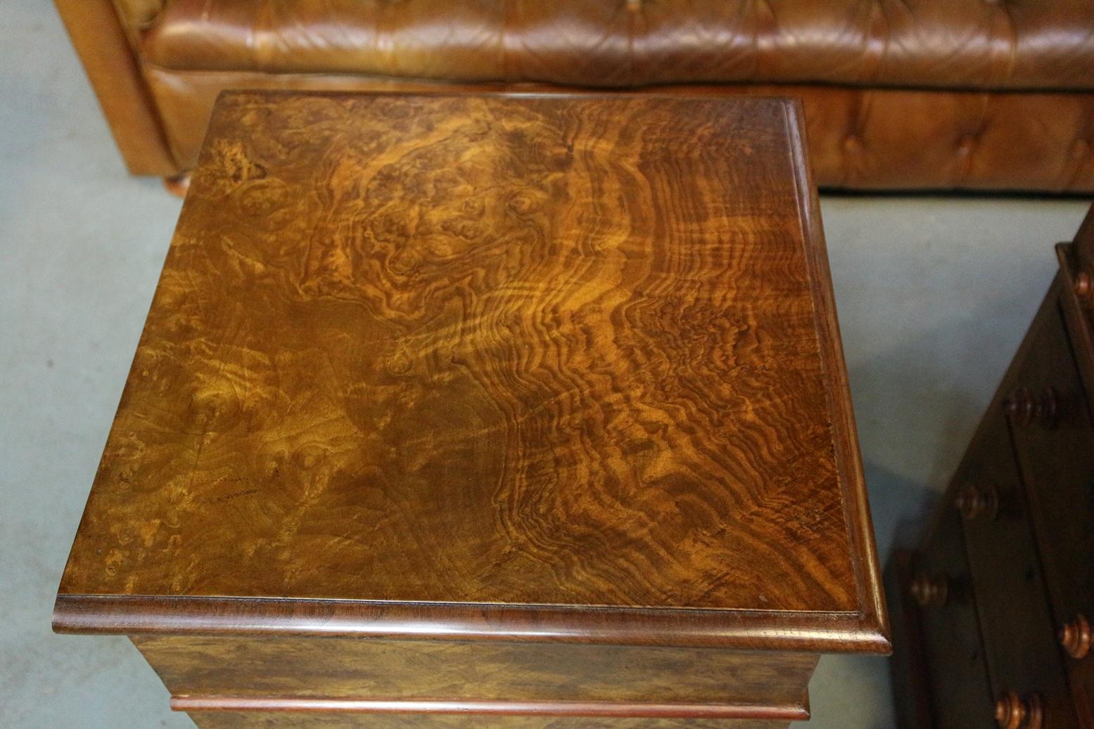Late 19th Century Set of Antique Burr Walnut Bedside Tables