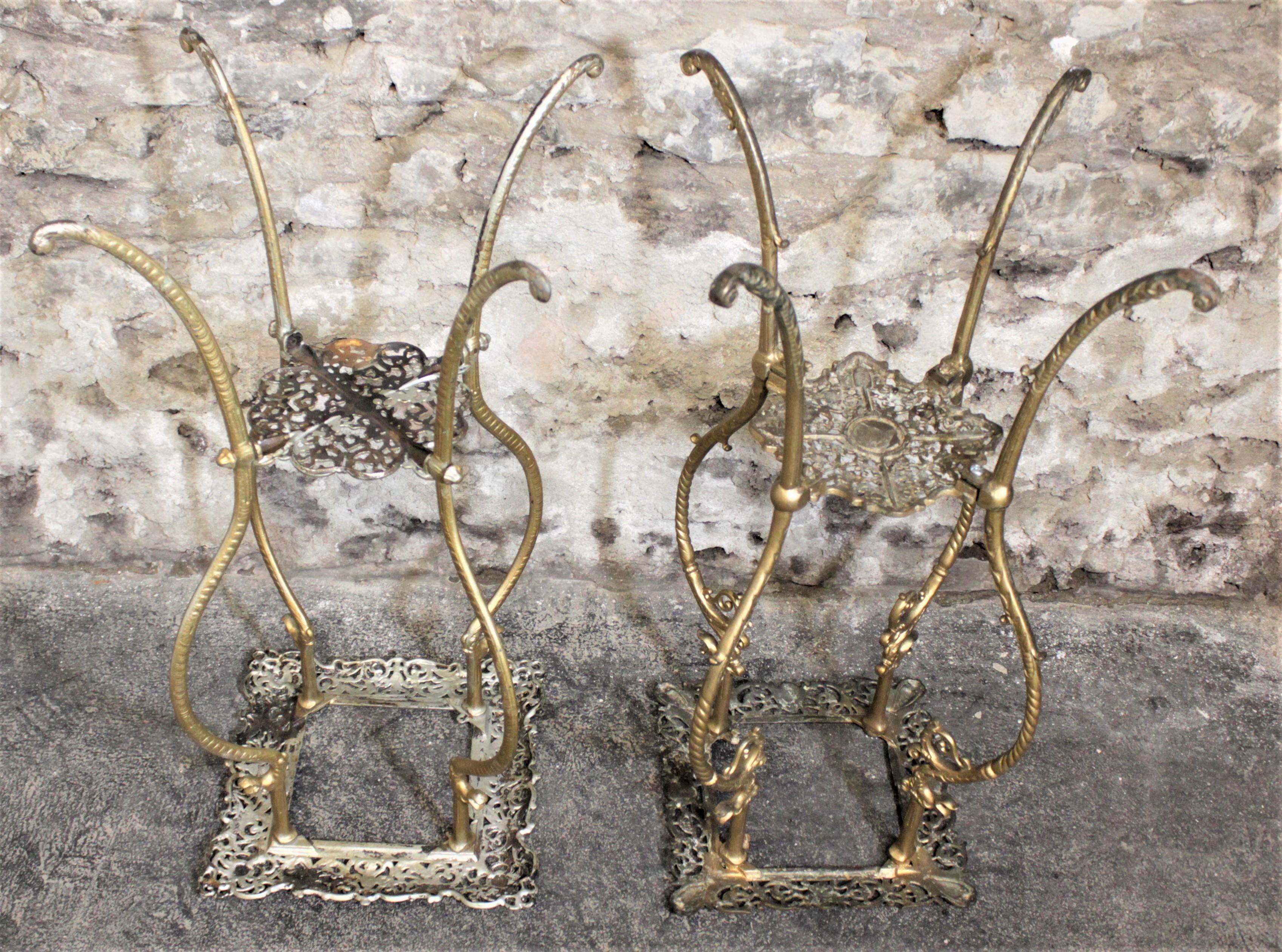 Pair of Antique Cast Metal Plant Stands or Pedestals with Figural Dragon Accents For Sale 9
