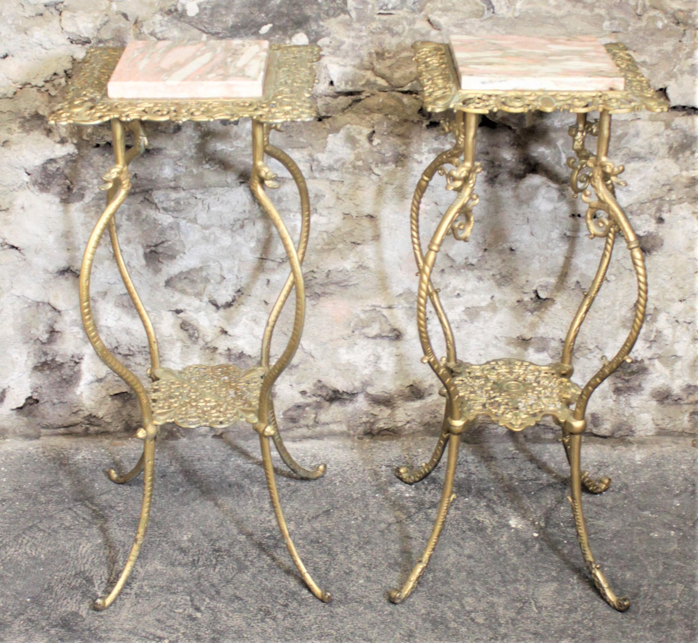 Late Victorian Pair of Antique Cast Metal Plant Stands or Pedestals with Figural Dragon Accents For Sale