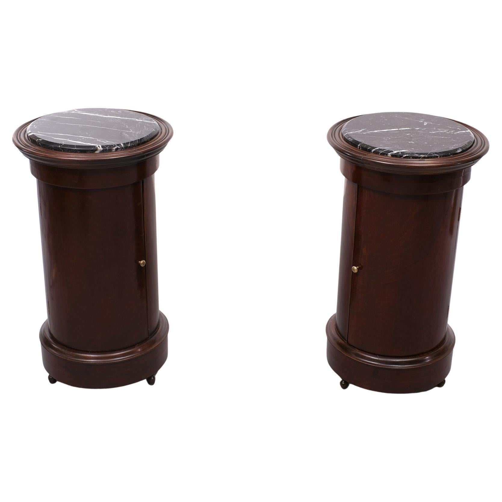 English Set of Antique Cylindrical Nightstands 1880s England  For Sale