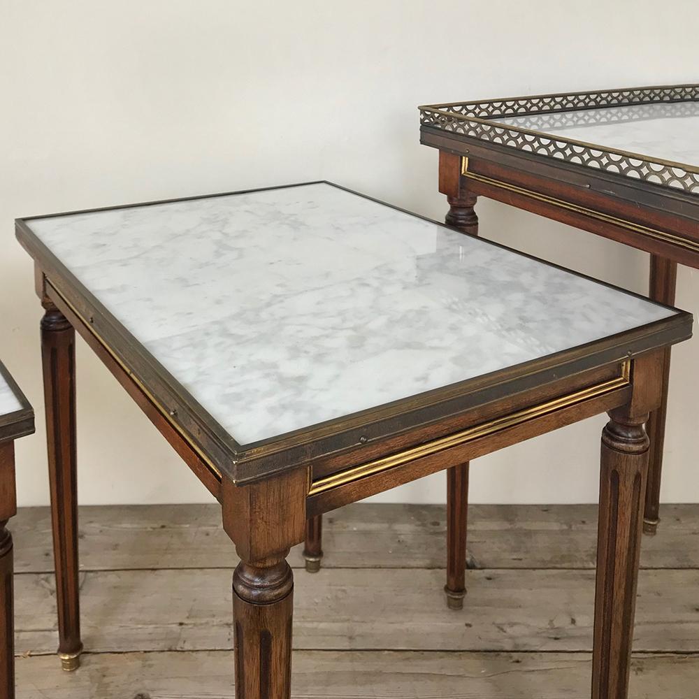 Set of Antique Directoire Marble-Top Nesting Tables 3