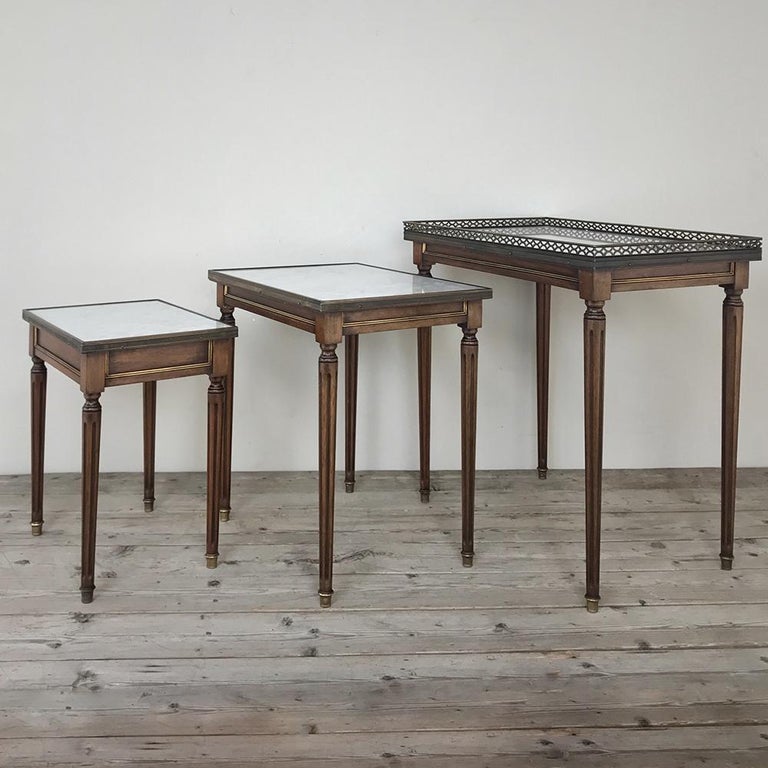 Set of Antique Directoire MarbleTop Nesting Tables at 1stDibs