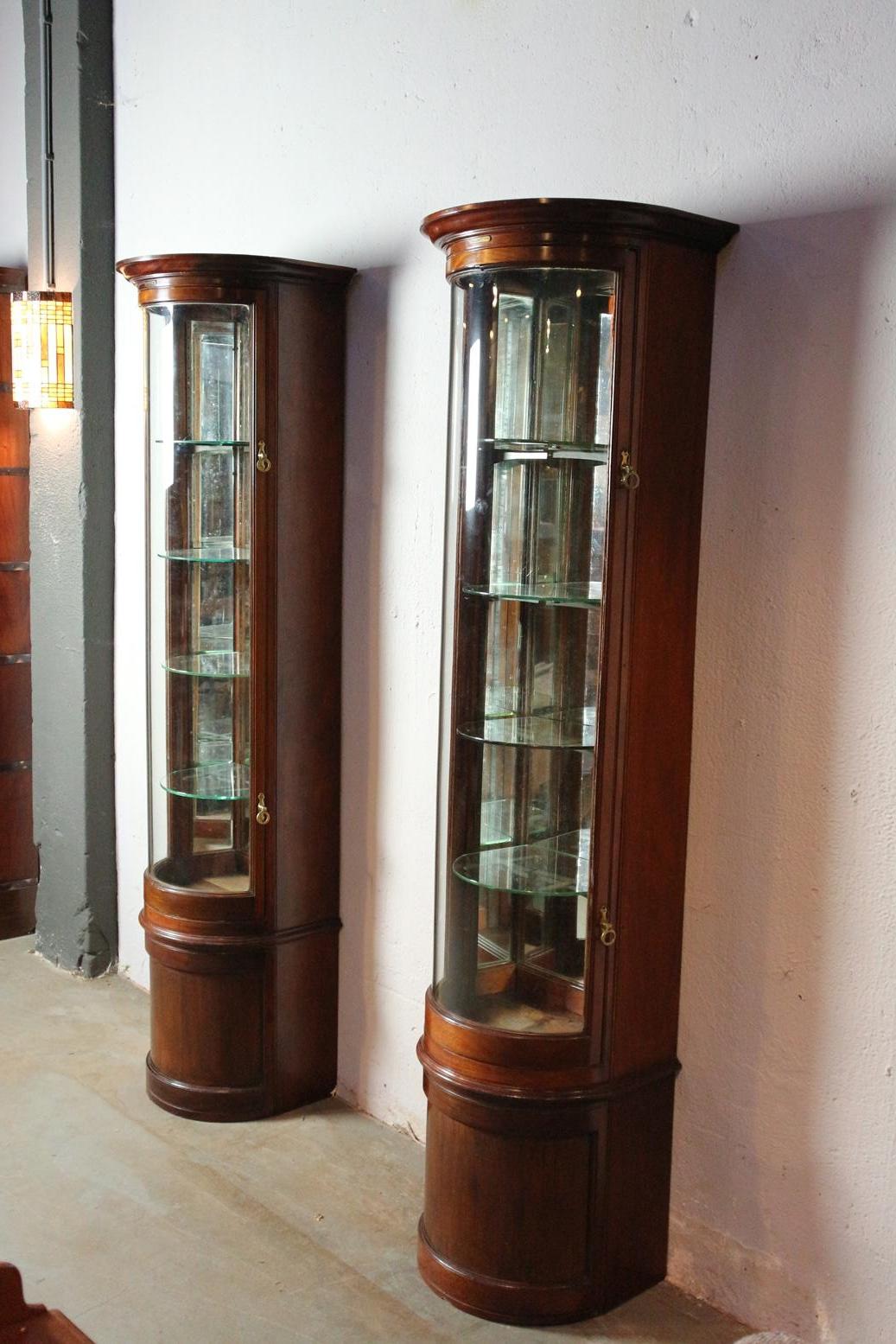 Walnut Set of Antique Display Cabinets For Sale