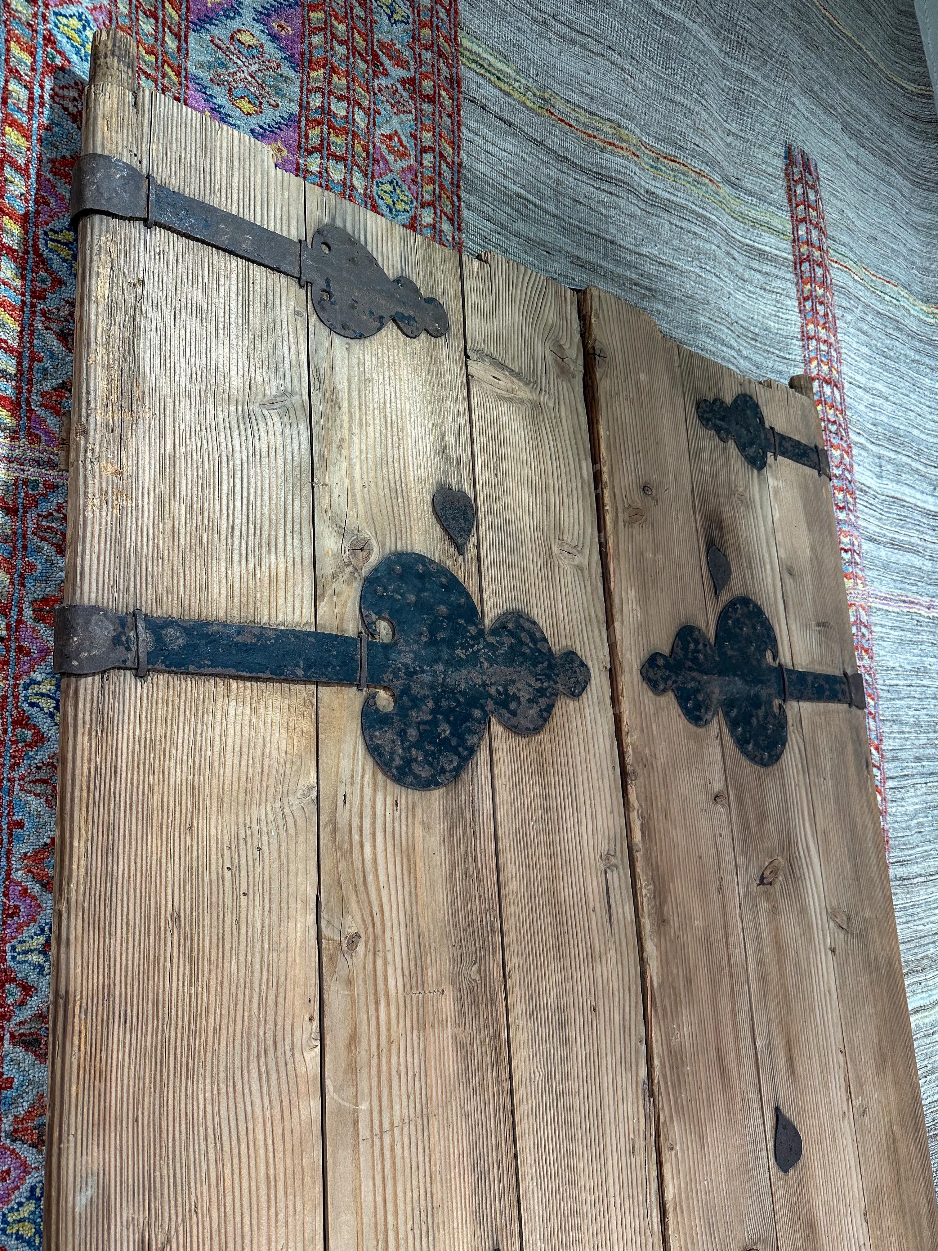 Hammered Set of Antique Doors with Iron Hardware For Sale