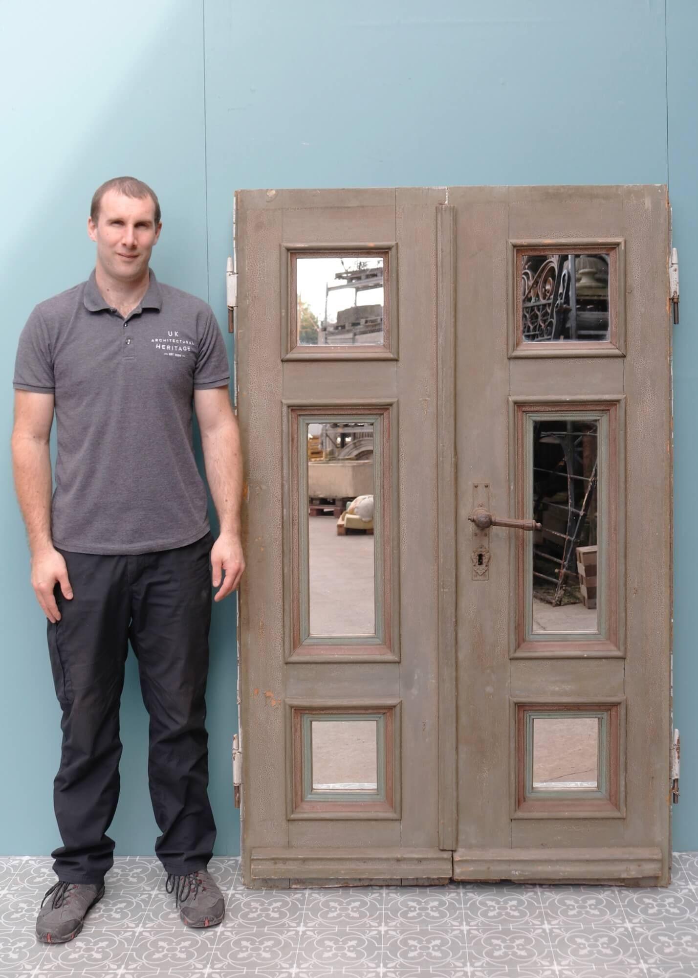 Victorian Set of Antique Double Doors with Mirrored Panels For Sale