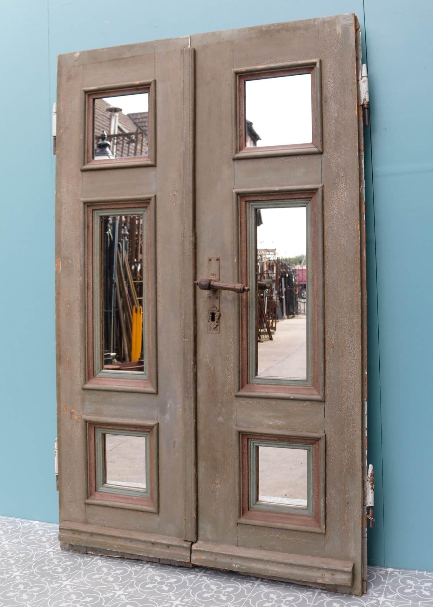 19th Century Set of Antique Double Doors with Mirrored Panels For Sale