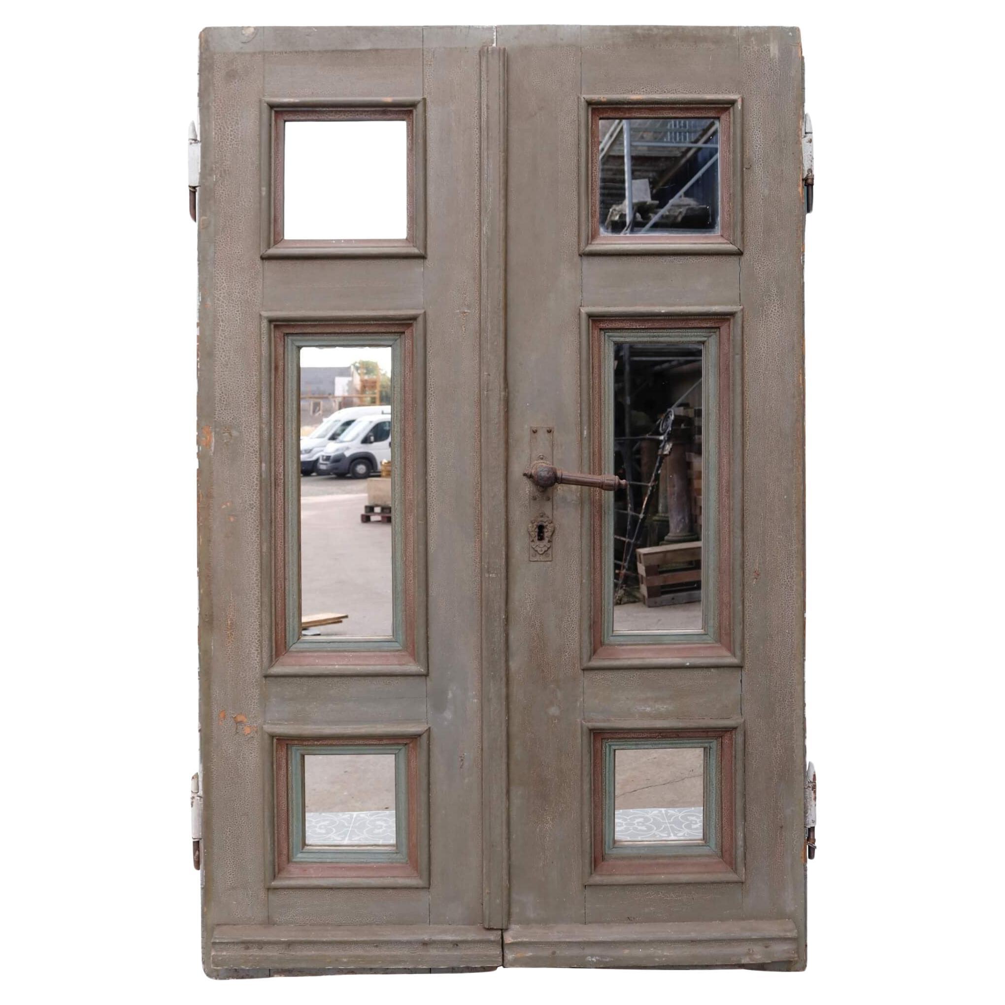 Set of Antique Double Doors with Mirrored Panels For Sale