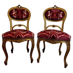 Satz antiker Louis-XVI-Salon-Damenstühle des frühen 19. Jahrhunderts
