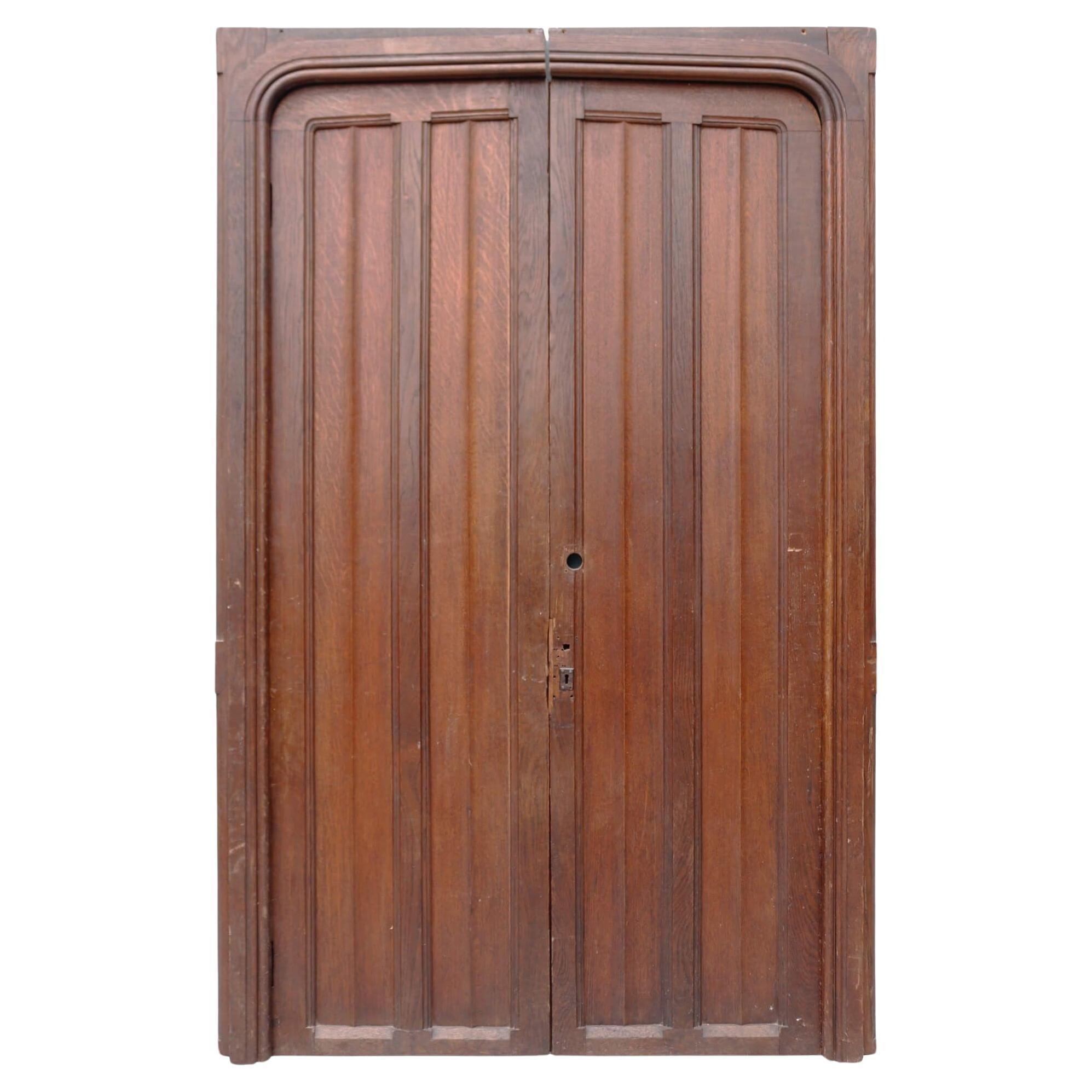 Set of Antique Edwardian Oak Doors with Frame For Sale
