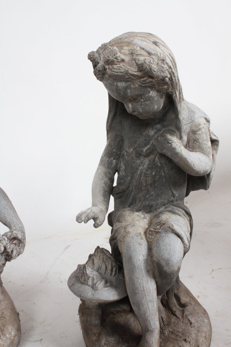 Set of Antique English Garden Four Seasons Lead Figures For Sale at 1stdibs