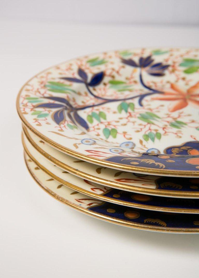 Porcelain Set of Antique English Imari Style Plates