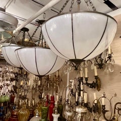 Set of Antique English Leaded Glass Pendant Light, Sold Individually