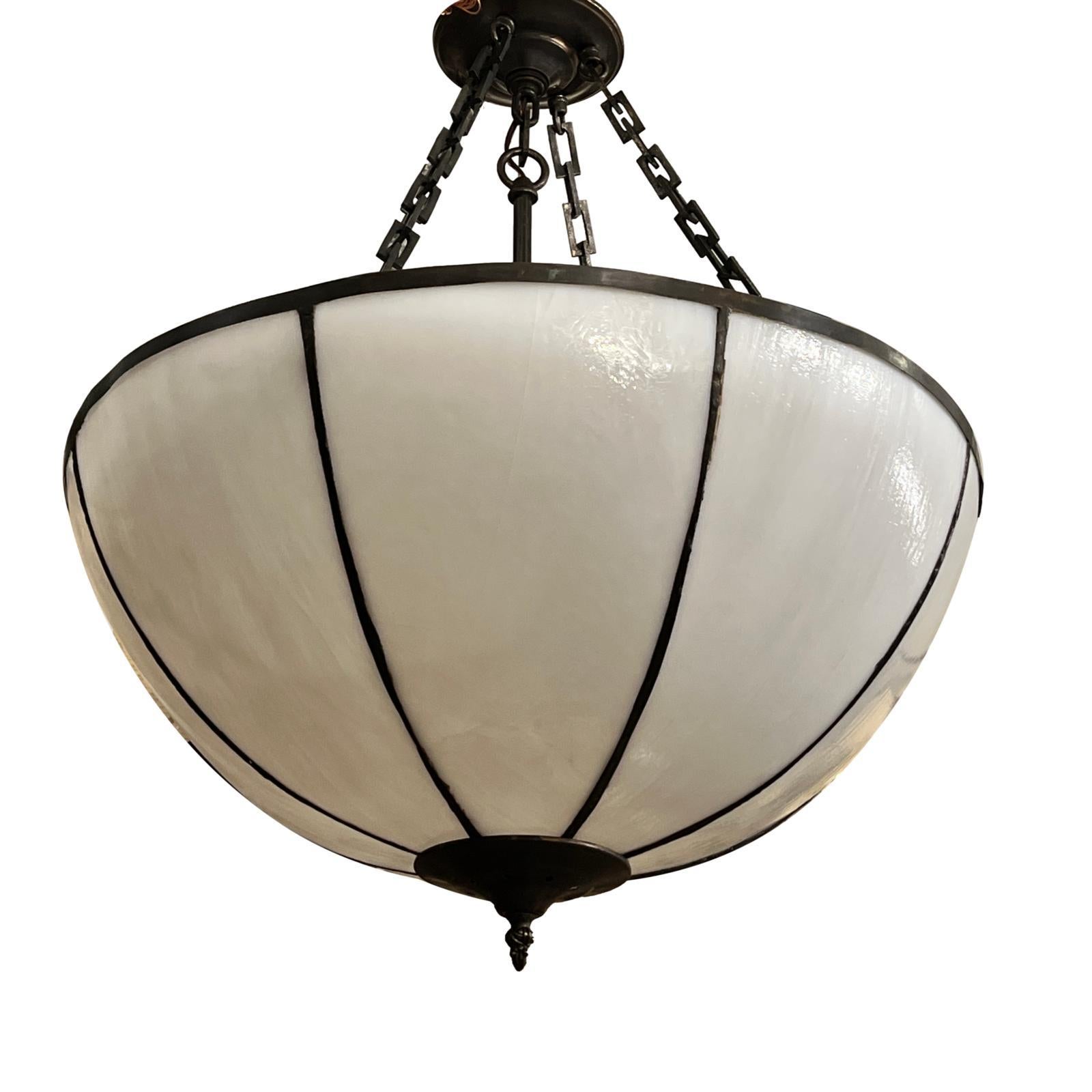 Mid-20th Century Set of Antique English Leaded Glass Pendant Light, Sold Individually For Sale