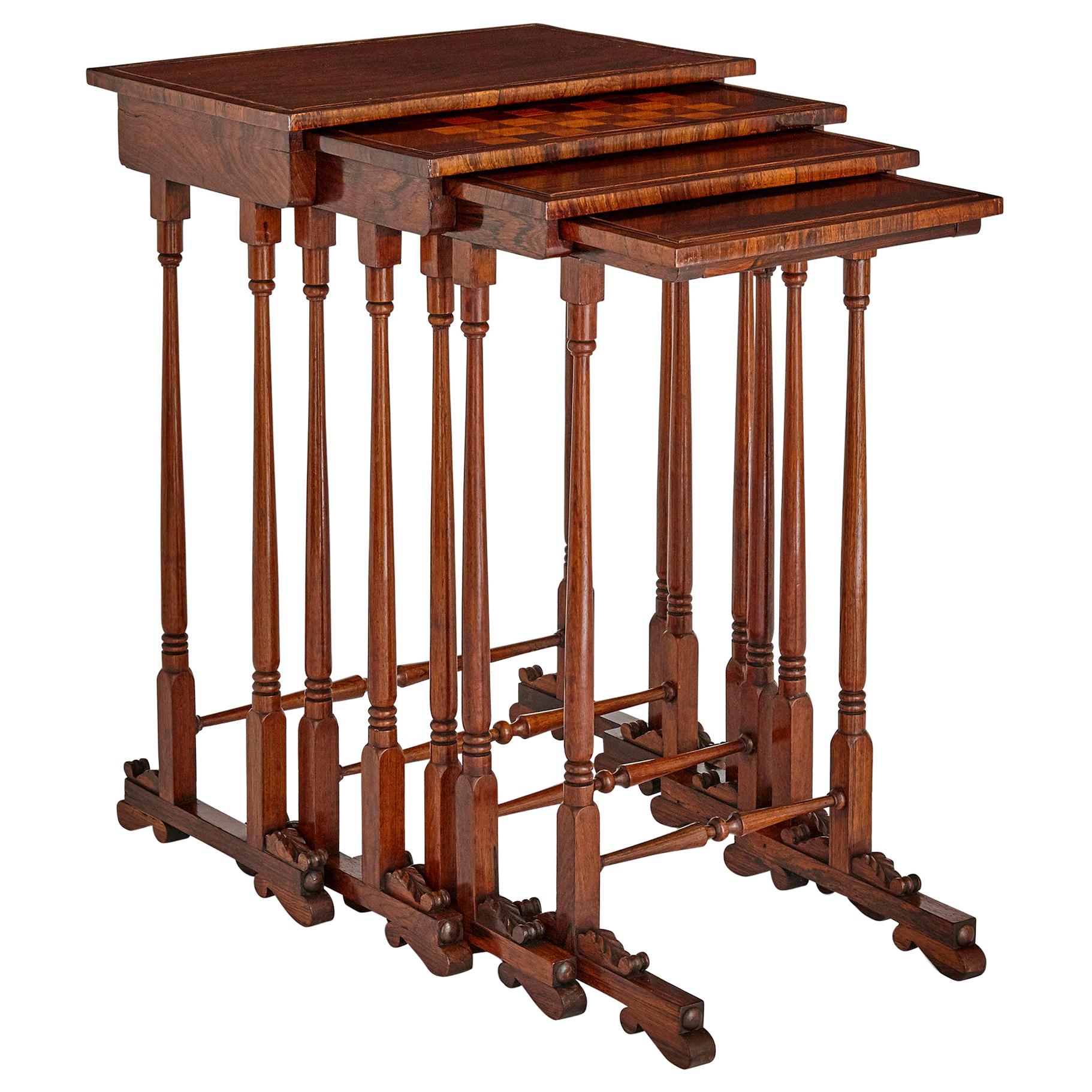 Set of Antique English Rosewood Side Tables For Sale