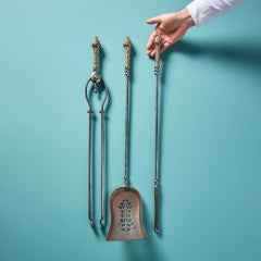Set of 3 Antique Georgian Polished Steel Fire Tools