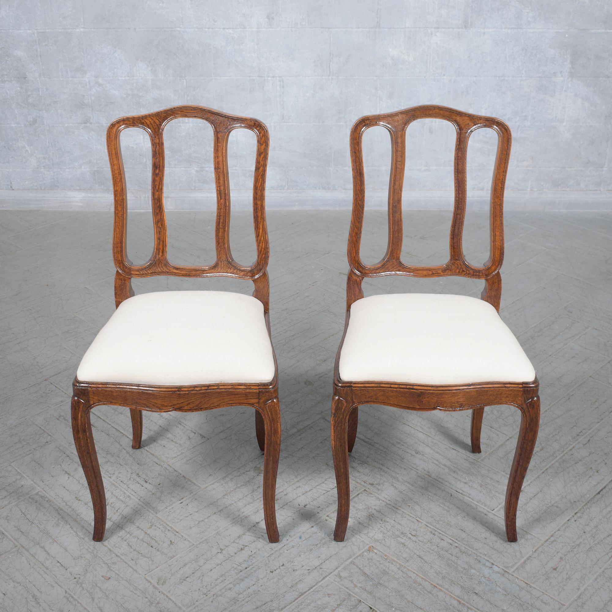 Carved Antique French Set of Six Dining Chairs: Timeless Elegance Restored For Sale