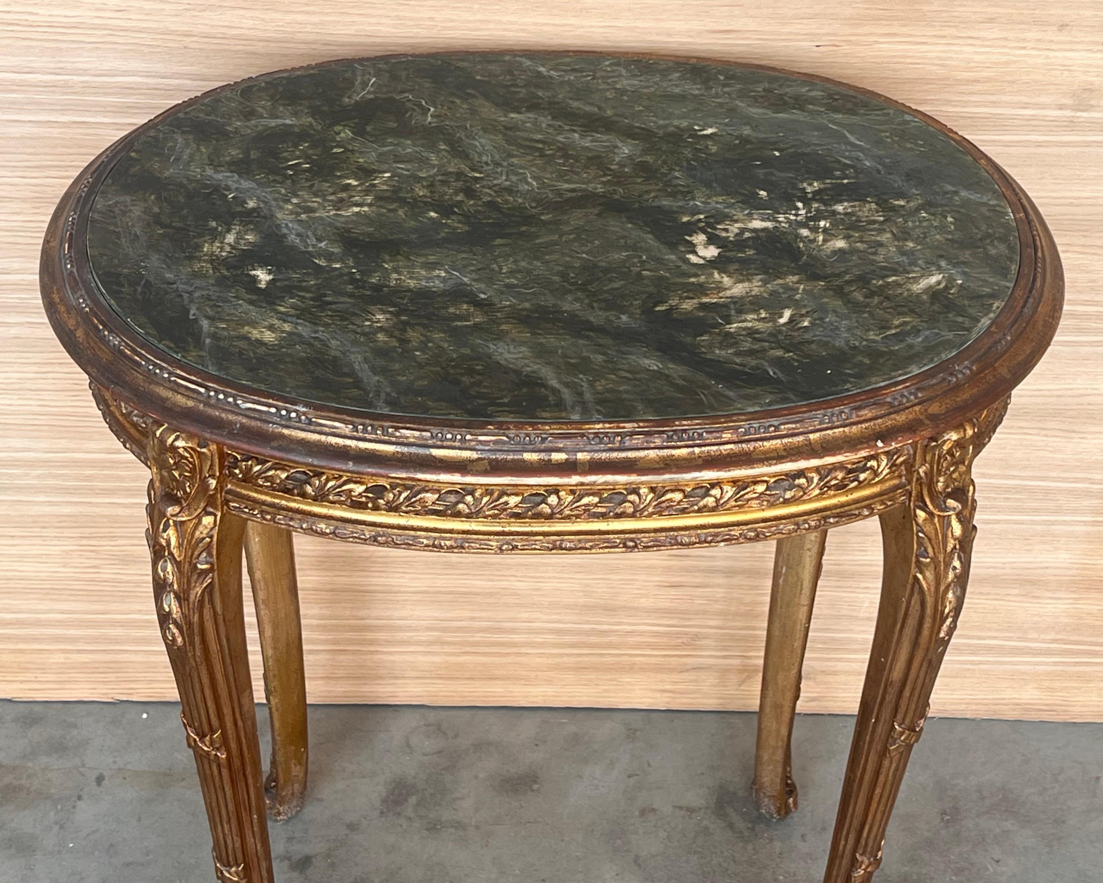 Set of Antique French Louis XVI Style Gilded Oval Console Table with Chairs For Sale 6