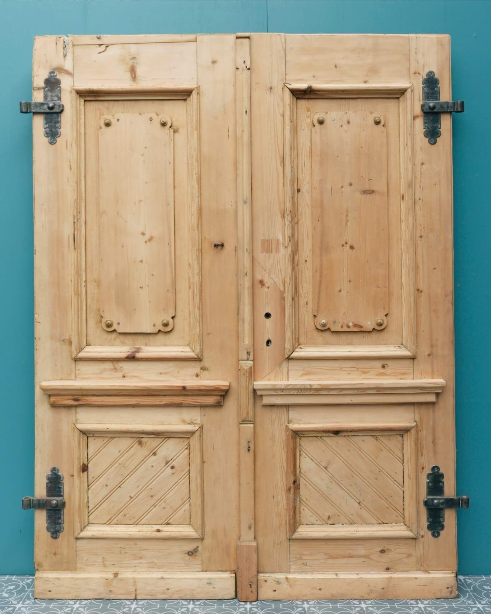 Wood Set of Antique French Pine Double Doors