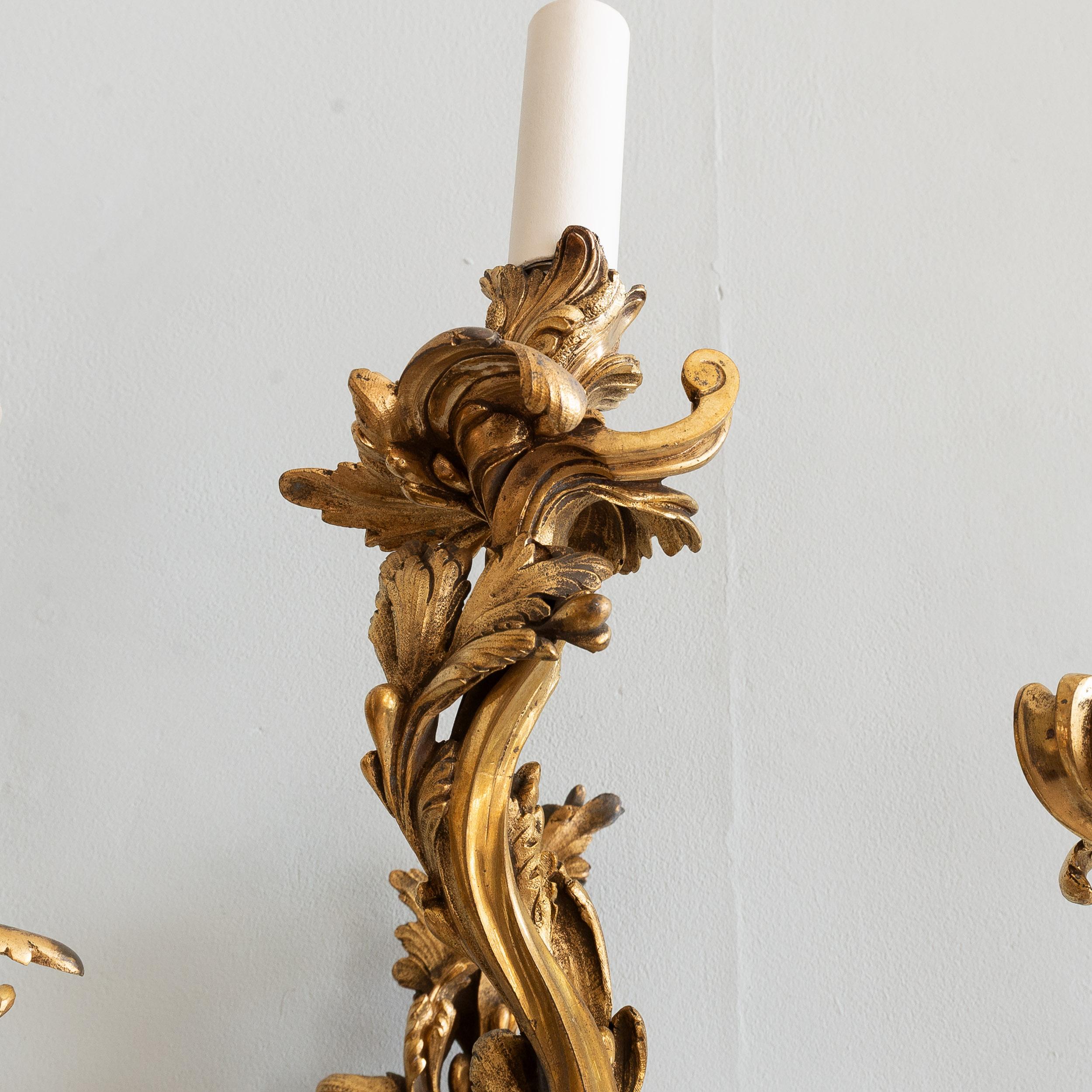 Ensemble d'appliques antiques French Rococo en vente 6