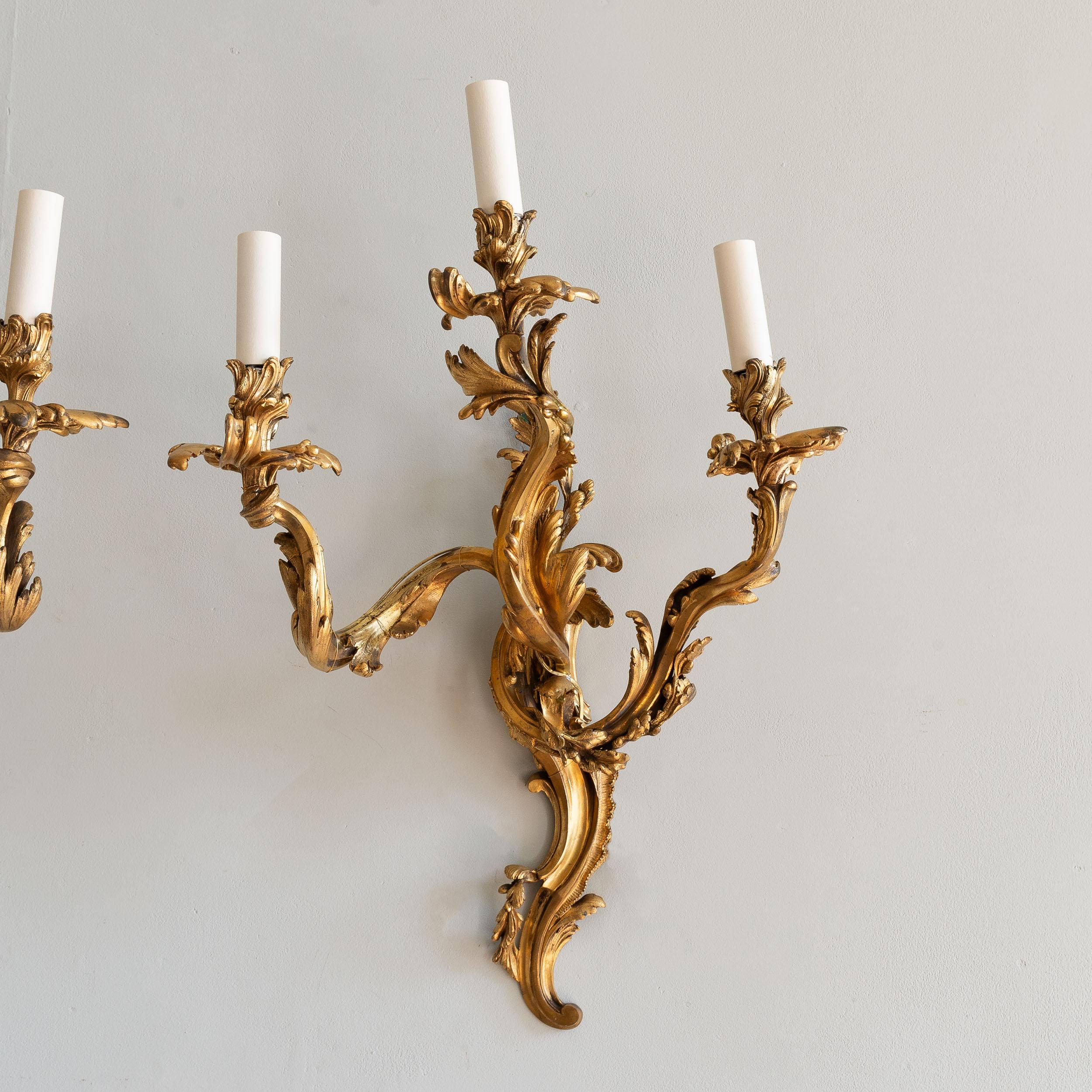 Ensemble d'appliques antiques French Rococo en vente 8