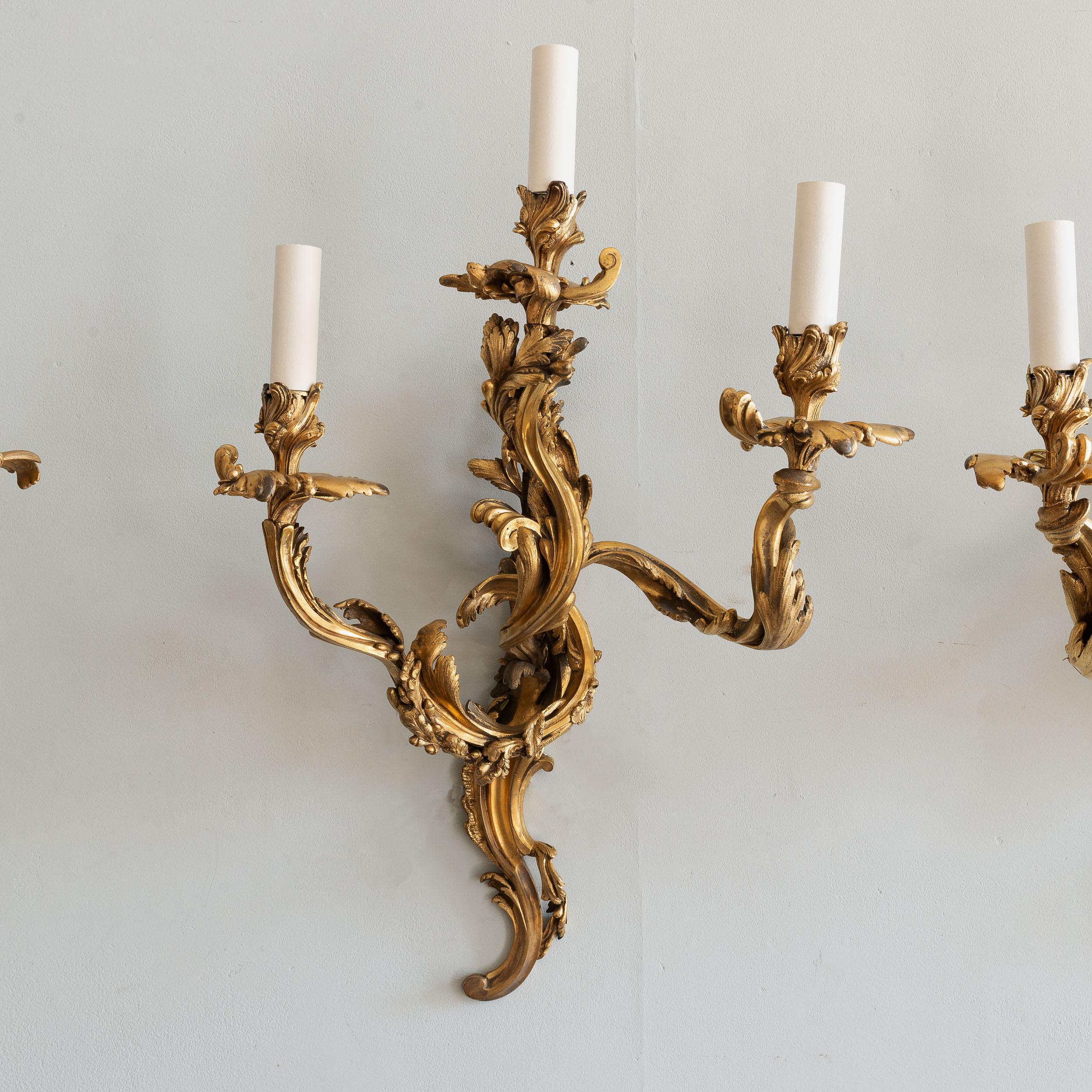 Ensemble d'appliques antiques French Rococo Bon état - En vente à London, GB