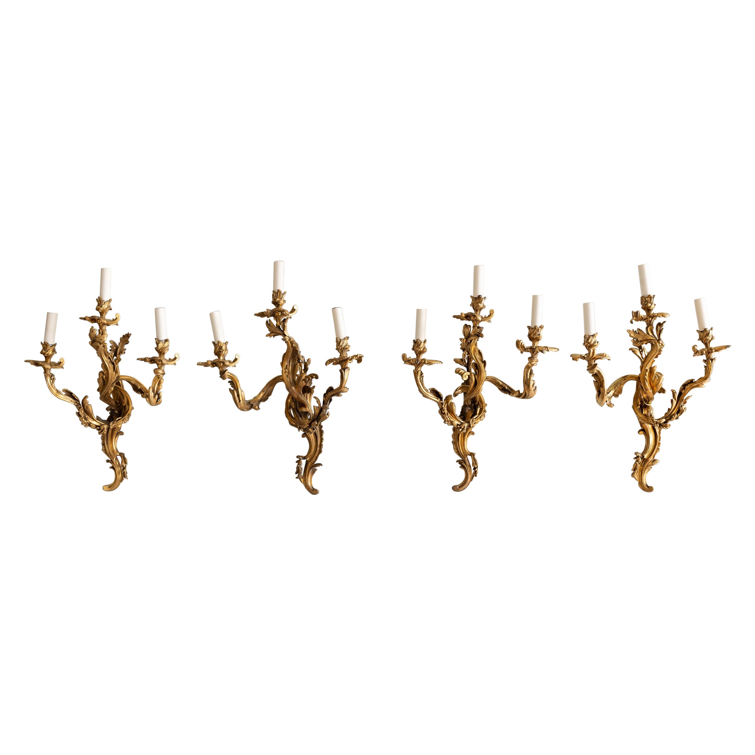 Ensemble d'appliques antiques French Rococo en vente