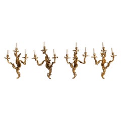 Conjunto de apliques antiguos French Rococo