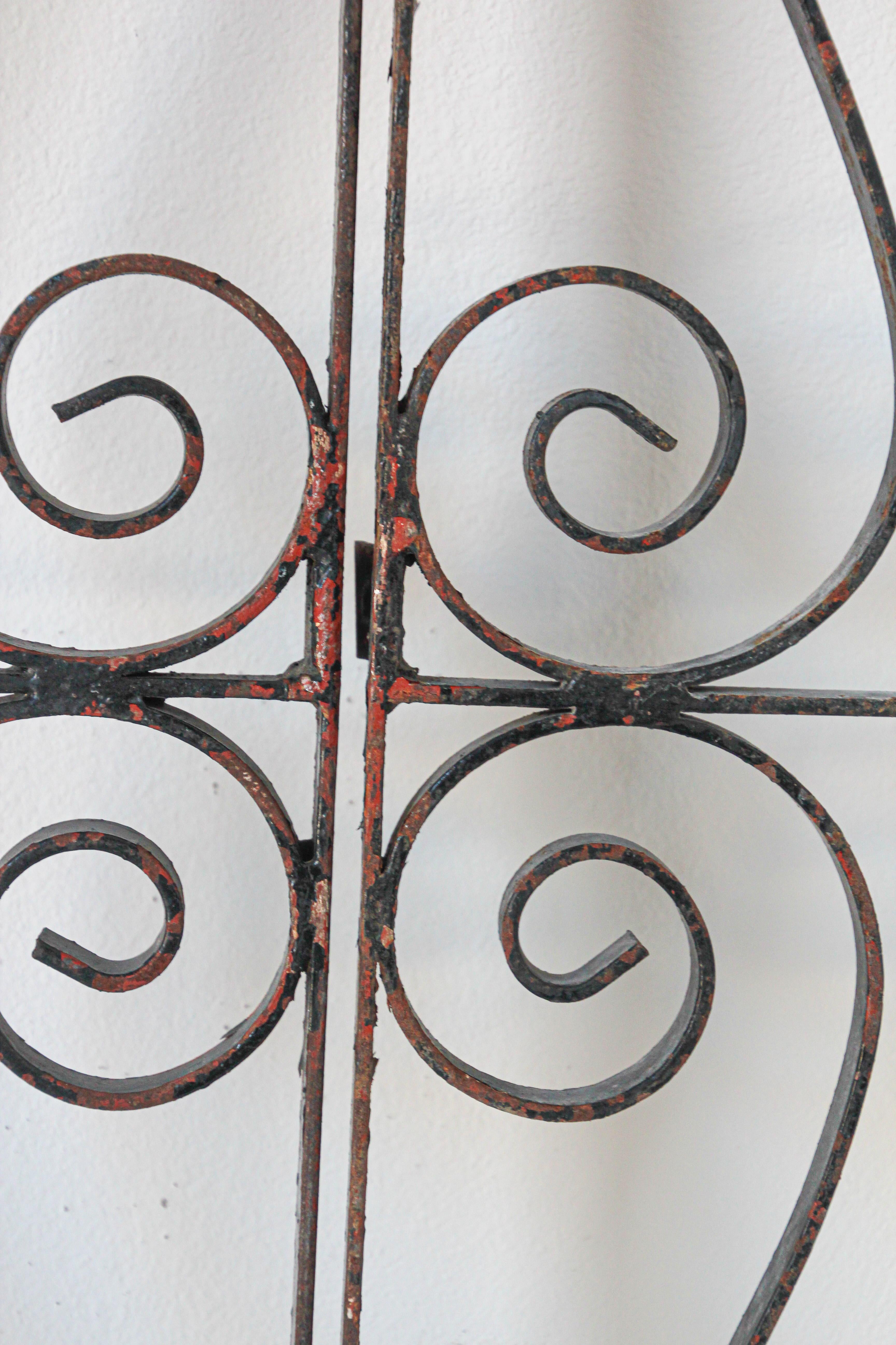 Set of Antique French Wrought Iron Garden Doors In Fair Condition In North Hollywood, CA