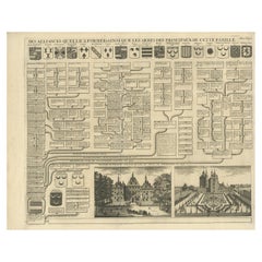 Set of Antique Genealogy Charts of the Dutch House of Wassenaar, 1732