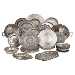 Set of Antique German Pewter Plates