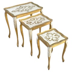 Set of Vintage Gilded Wood Florentine Italian Nesting Tables