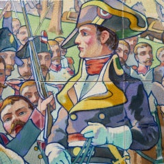 Set of Antique Glazed Ceramic Tiles Depicting Napoleon