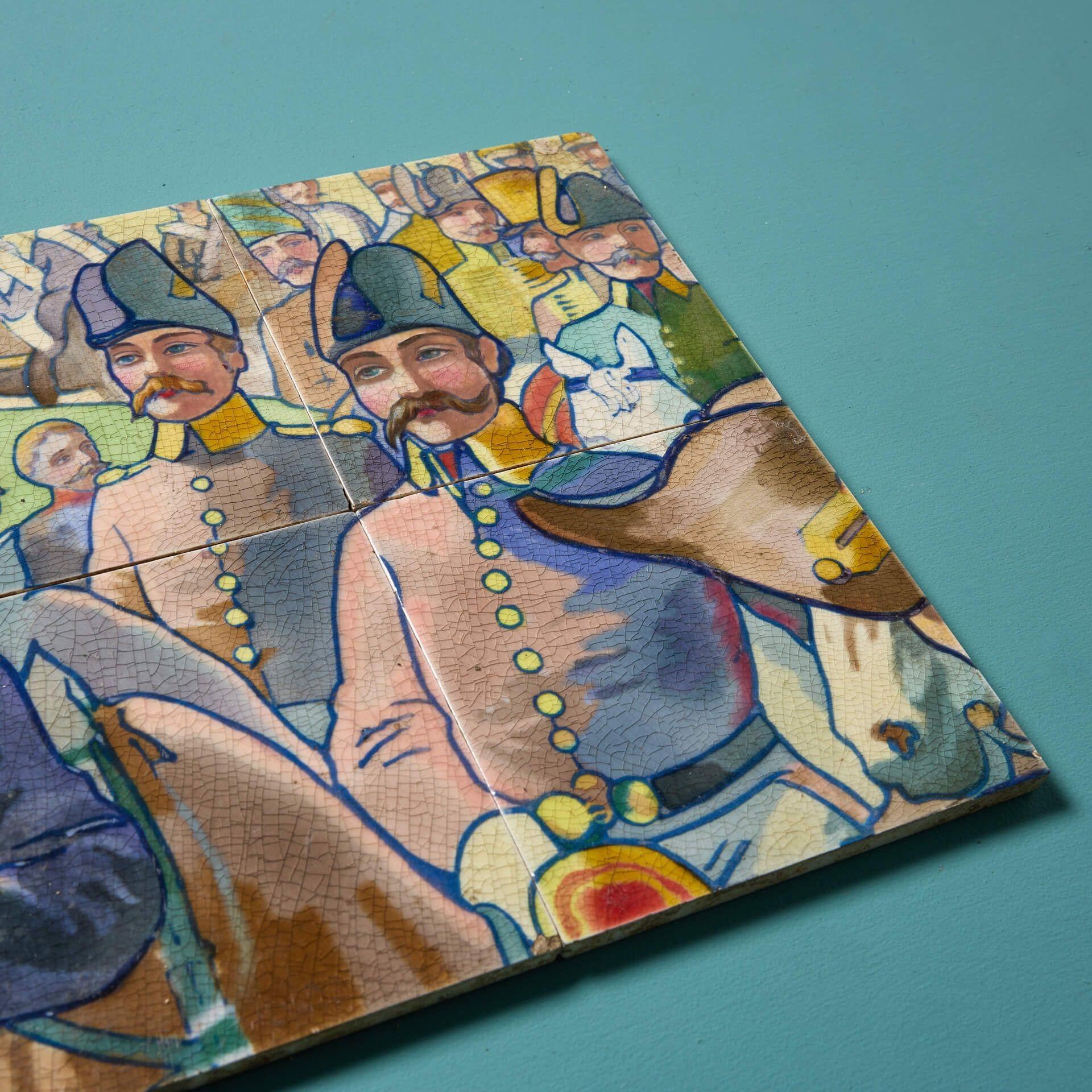 Empire Ensemble d'anciens carreaux de céramique émaillés représentant Napoléon en vente