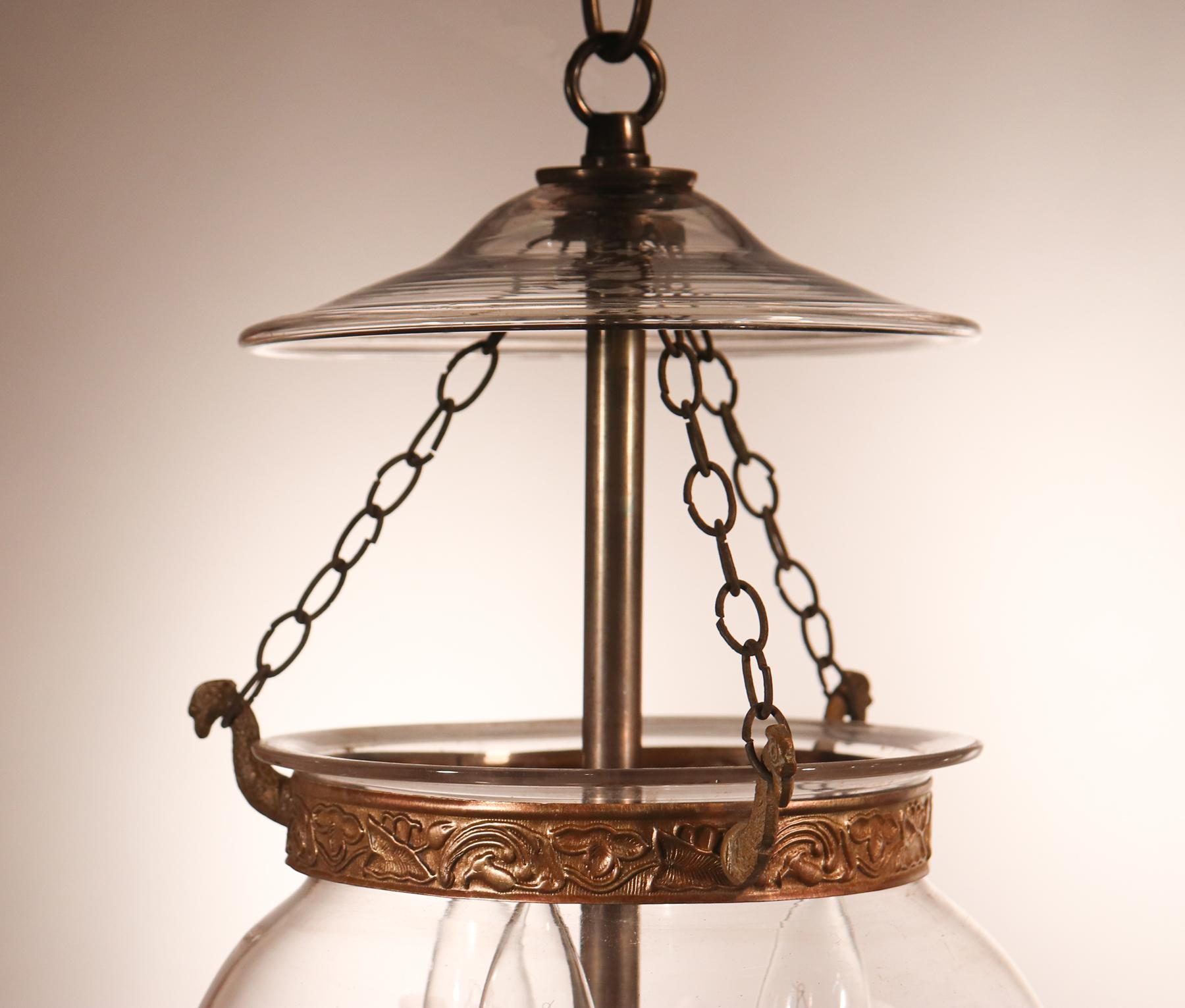 Set of Antique Globe Bell Jar Lanterns with Vine Etching 2