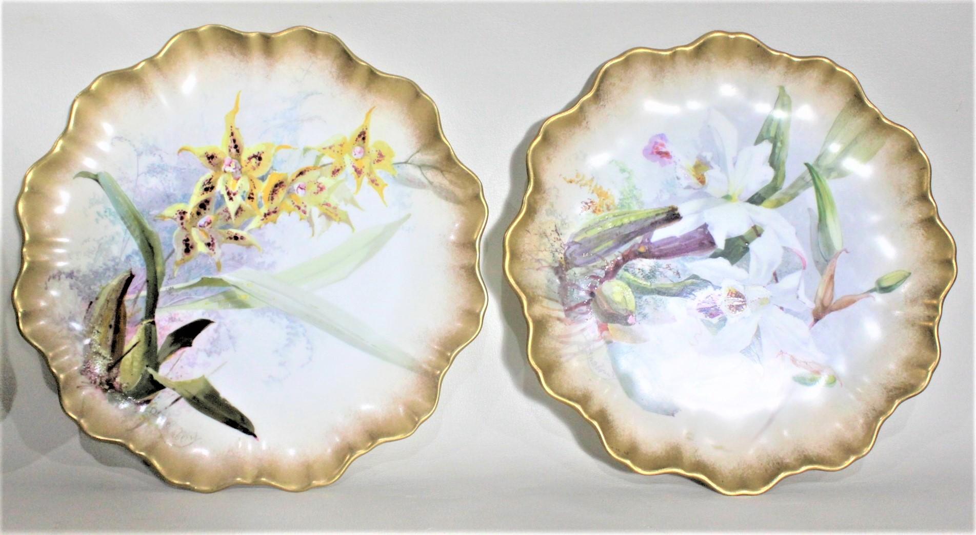 Set of Antique Hand Painted D. Dewsberry Iris Cabinet Plates for Doulton Burslem For Sale 1